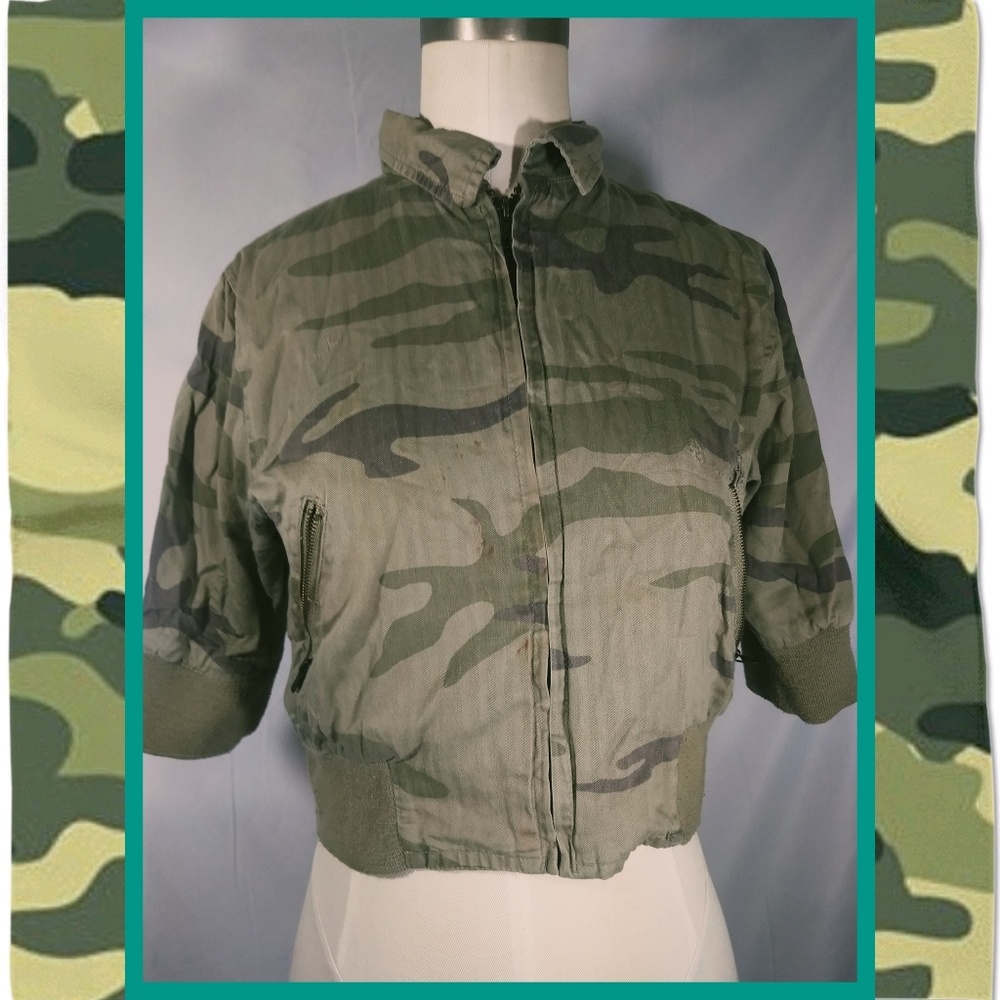 Cropped camo fatigue jacket